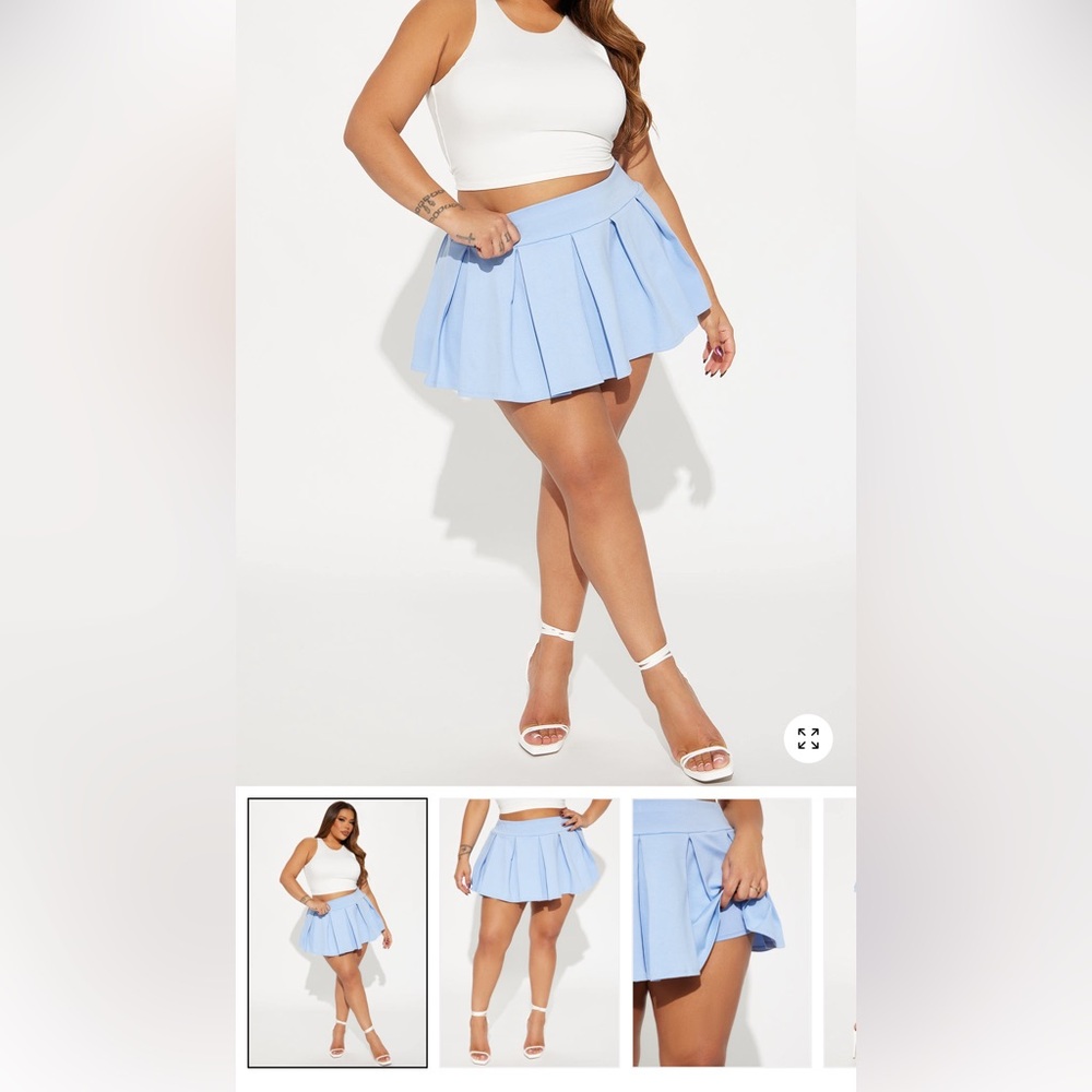 Fashion Nova Baby Blue Tennis Pleated Mini Skirt